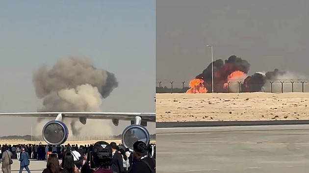 VIDEO: Na letecké přehlídce v Dubaji se zřítila stíhačka před zraky diváků