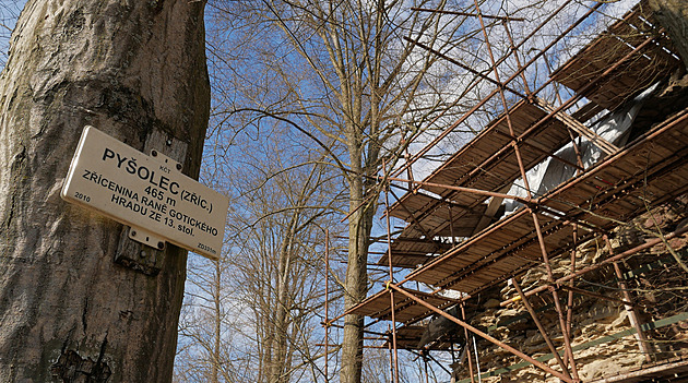 Věž na Pyšolci už je bezpečná a shodí lešení. Práce na záchraně hradu však nekončí